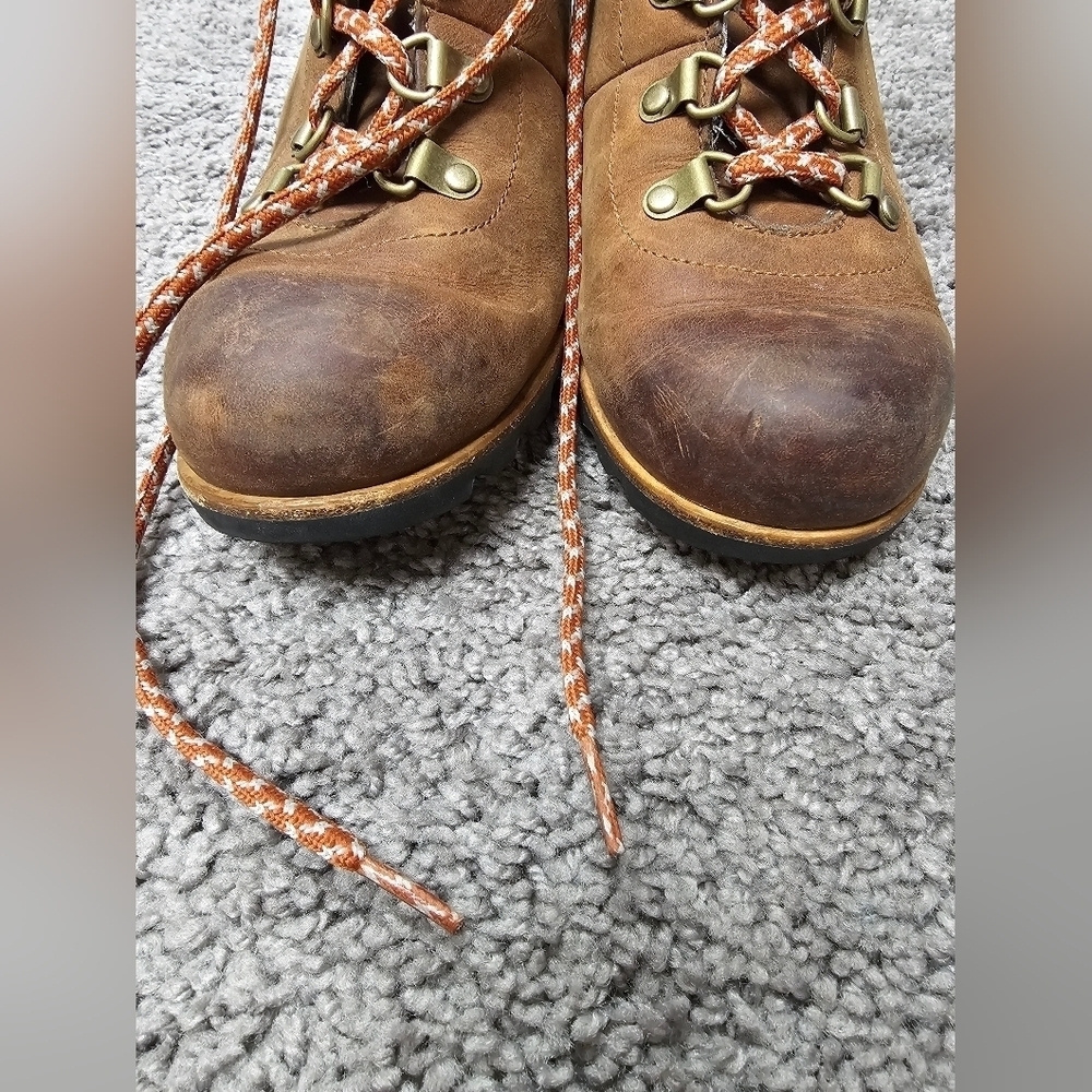 Sorel Womens 9.5 Conquest Hidden‎ Wedge Leather Winter Snow Boots Brown Lace Up - Picture 7 of 8